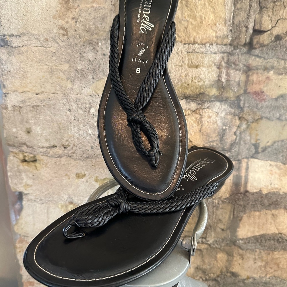 Black Braided Strap Sandals - Picture 3 of 5